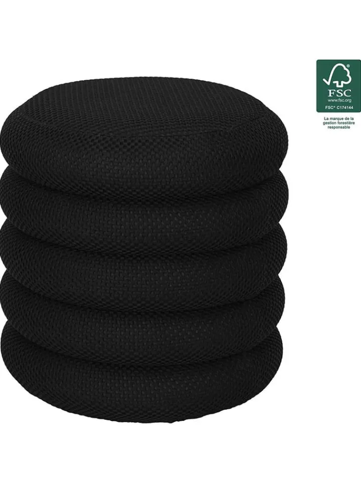Rétro Chic Sitzmöbel<Pouf ''Atome'' in Schwarz - (H)44 x Ø 38 cm