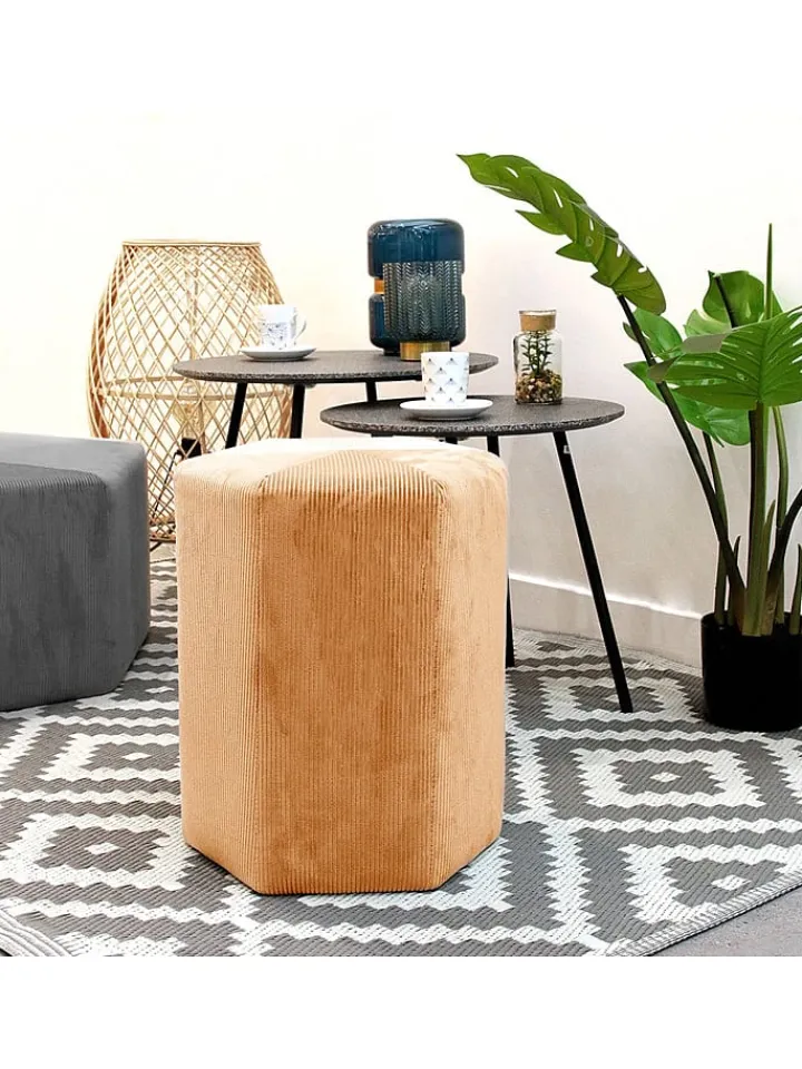Rétro Chic Sitzmöbel<Pouf "Giulia" in Senf - (H)35 x Ø 35 cm