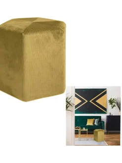 Rétro Chic Sitzmöbel<Pouf "Giulia" in Senf - (H)35 x Ø 35 cm