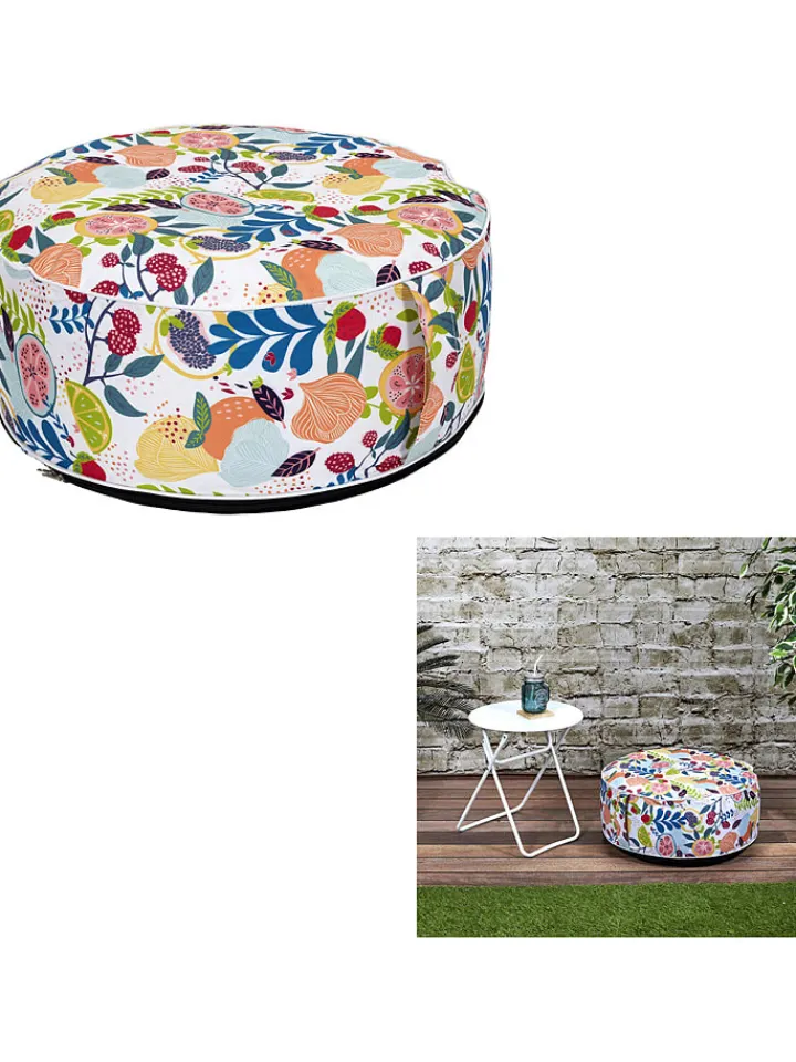 Garden Spirit Sitzmöbel<Pouf "Gonflable" in Weiß/ Bunt - (H)25 x Ø 55 cm