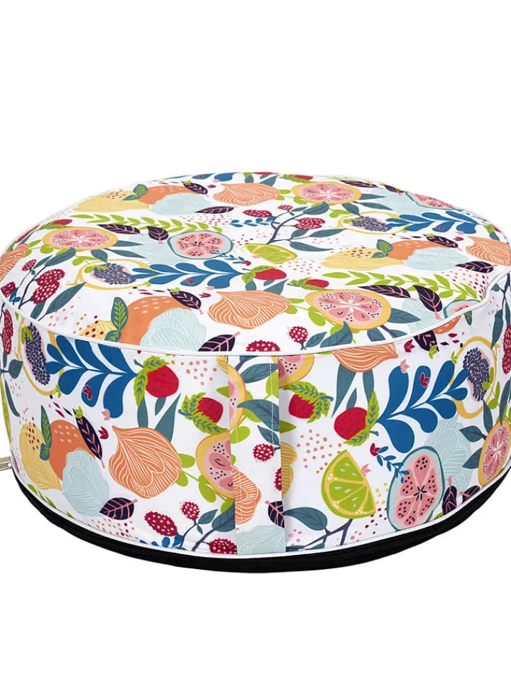 Garden Spirit Sitzmöbel<Pouf "Gonflable" in Weiß/ Bunt - (H)25 x Ø 55 cm