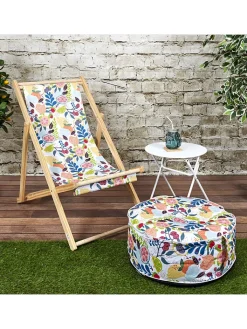 Garden Spirit Sitzmöbel<Pouf "Gonflable" in Weiß/ Bunt - (H)25 x Ø 55 cm