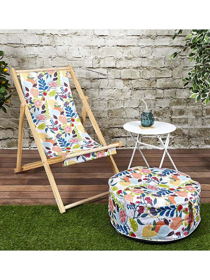 Garden Spirit Sitzmöbel<Pouf "Gonflable" in Weiß/ Bunt - (H)25 x Ø 55 cm
