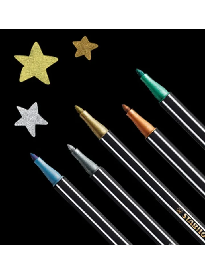 STABILO Büro- & Schulbedarf<Premium-Filzstifte '' Pen 68 metallic'' - 6 Stück