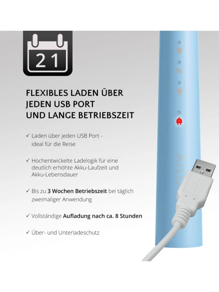 Ailoria Zahn & Mundpflege<PRO SMILE Schallzahnbürste USB in Laguna