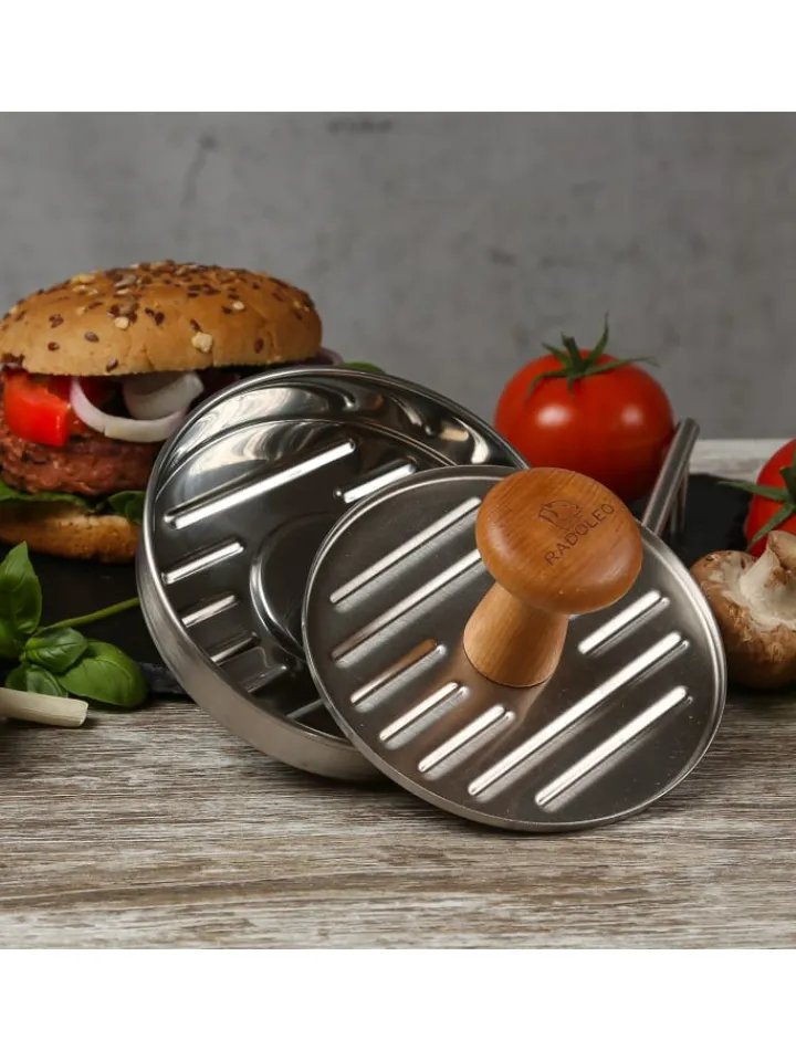 RADOLEO Grillen<Profi Burgerpresse Edelstahl in silber