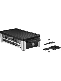 WMF Küchenelektronik<Raclette ''For 8'' in Silber/ Schwarz - (B)44 x (H)13,2 x (T)24 cm
