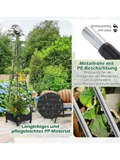COSTWAY Pflanzen & Zubehör<Rankhilfe mit Blumenkasten 206cm in Schwarz