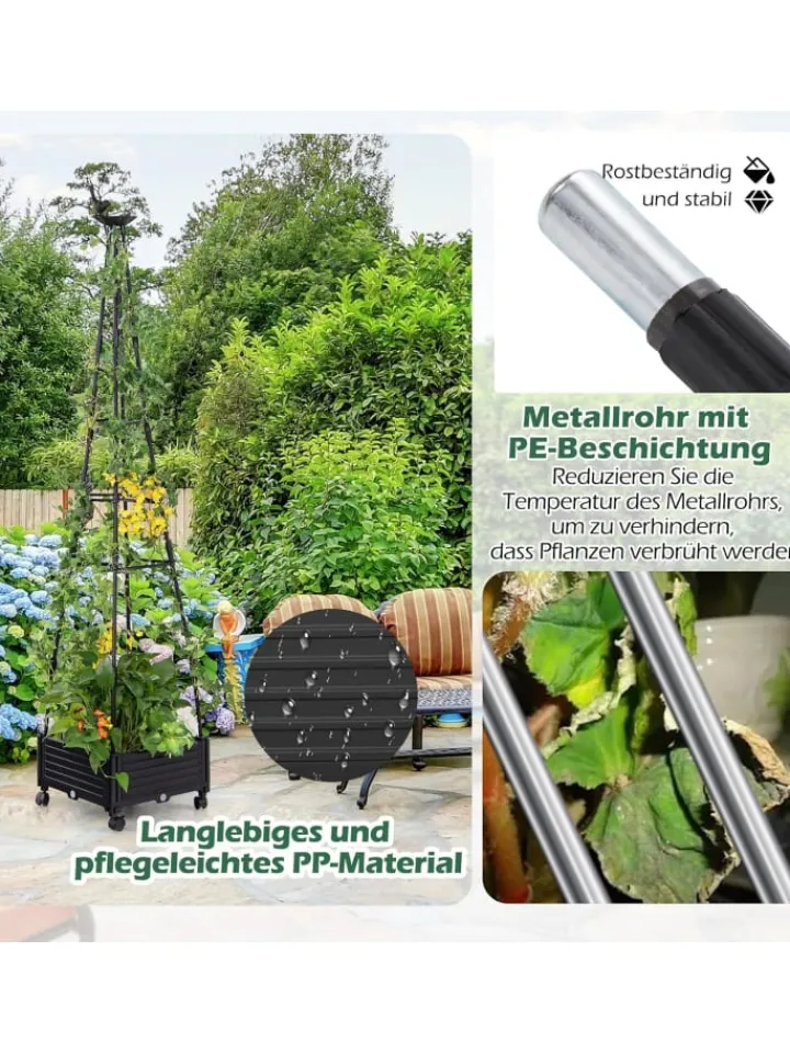 COSTWAY Pflanzen & Zubehör<Rankhilfe mit Blumenkasten 206cm in Schwarz