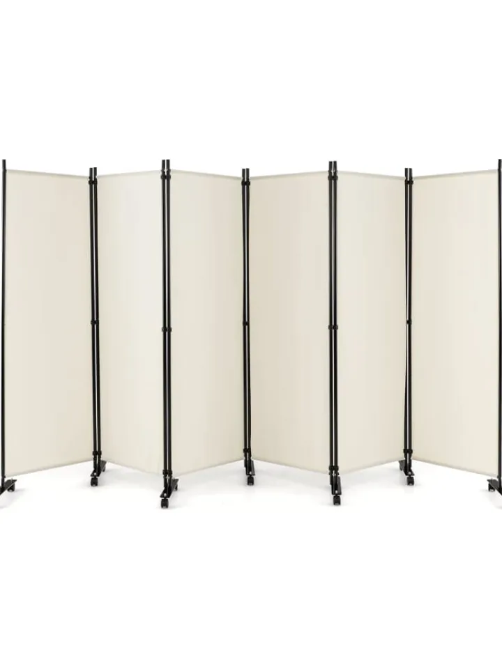 COSTWAY Paravents<Raumteiler 6 tlg. 172cm in Beige