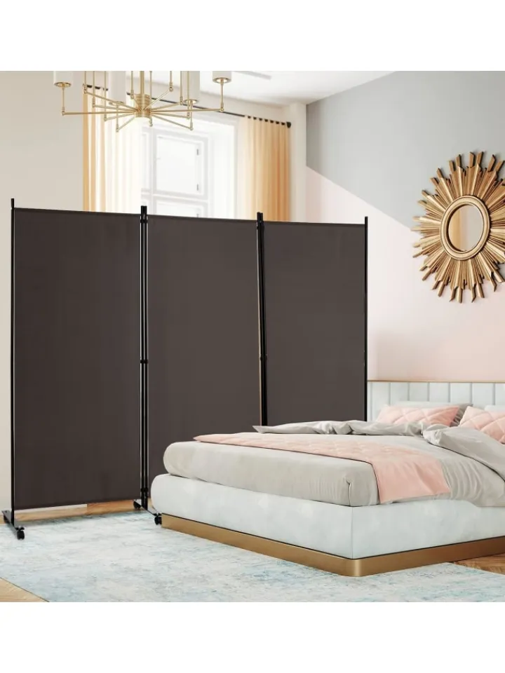 COSTWAY Paravents<Raumteiler 3 tlg. 180cm in Braun
