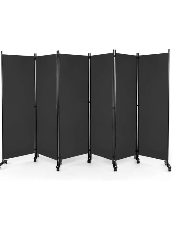 COSTWAY Paravents<Raumteiler 6 tlg. 172cm in Grau