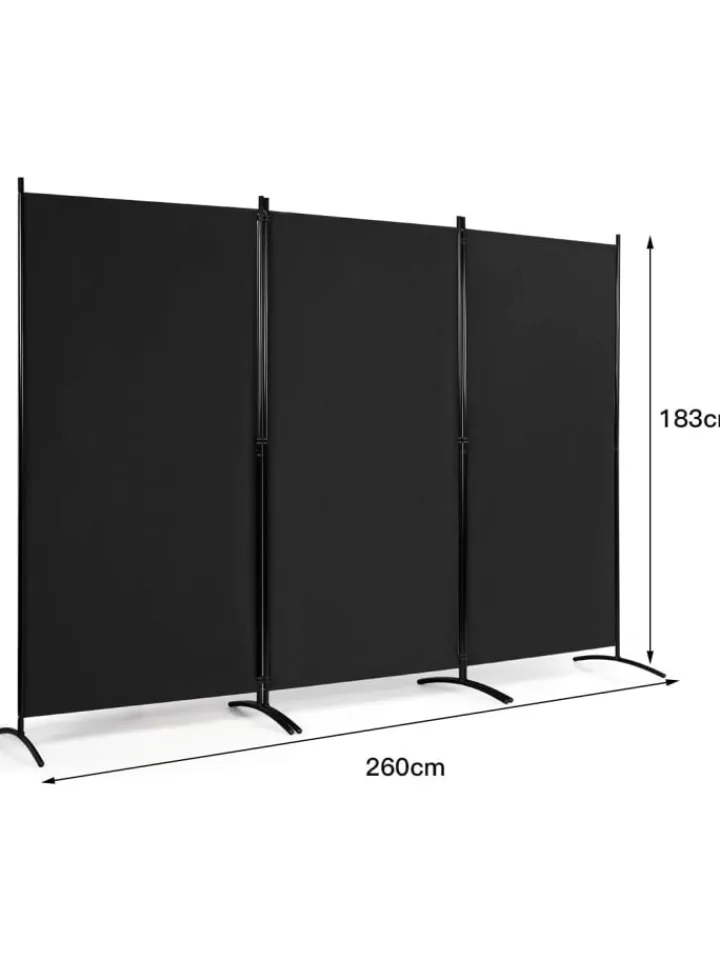 COSTWAY Paravents<Raumteiler 3 tlg. in Schwarz