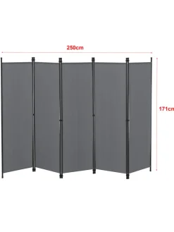 en.casa Paravents<Raumteiler Huesca - 5-teilig in Grau (H)171cm (B)250cm