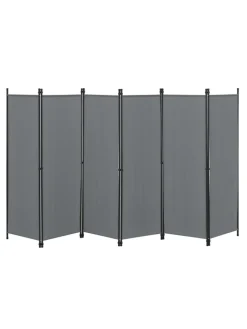 en.casa Paravents<Raumteiler Huesca - 6-teilig in Grau (H)171cm (B)300cm