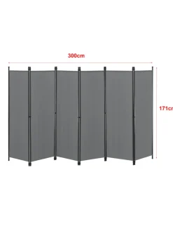 en.casa Paravents<Raumteiler Huesca - 6-teilig in Grau (H)171cm (B)300cm