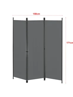 en.casa Paravents<Raumteiler Huesca - 3-teilig in Grau (H)171cm (B)150cm
