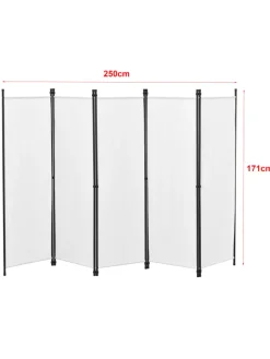 en.casa Paravents<Raumteiler Huesca - 5-teilig in Beige (H)171cm (B)250cm