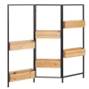 MCW Paravents<Raumteiler mit Pflanzkasten L32, Gestell schwarz, naturfarben
