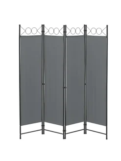 en.casa Paravents<Raumteiler Saragossa 4-teilig in Grau (H)171cm (B)160cm