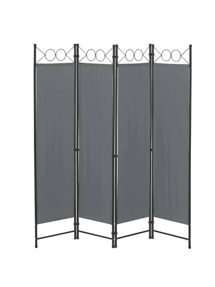 en.casa Paravents<Raumteiler Saragossa 4-teilig in Grau (H)171cm (B)160cm