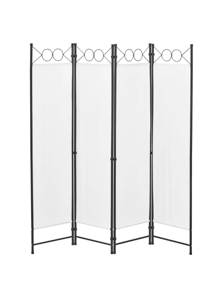 en.casa Paravents<Raumteiler Saragossa 4-teilig in Weiß (H)171cm (B)160cm