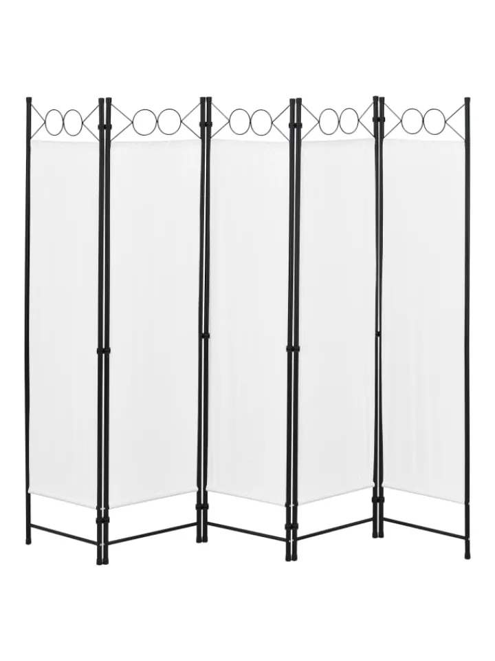en.casa Paravents<Raumteiler Saragossa 5-teilig in Weiß (H)171cm (B)200cm