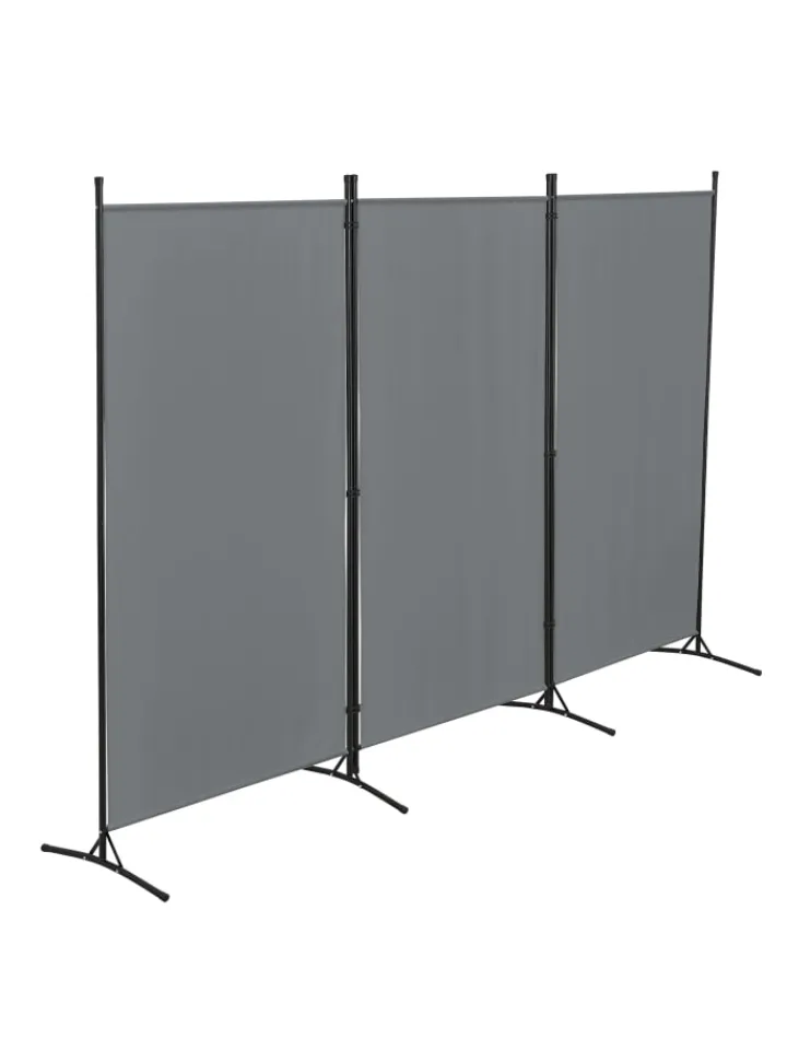 en.casa Paravents<Raumteiler Teruel - 3-teilig in Grau (H)176cm (B)260cm