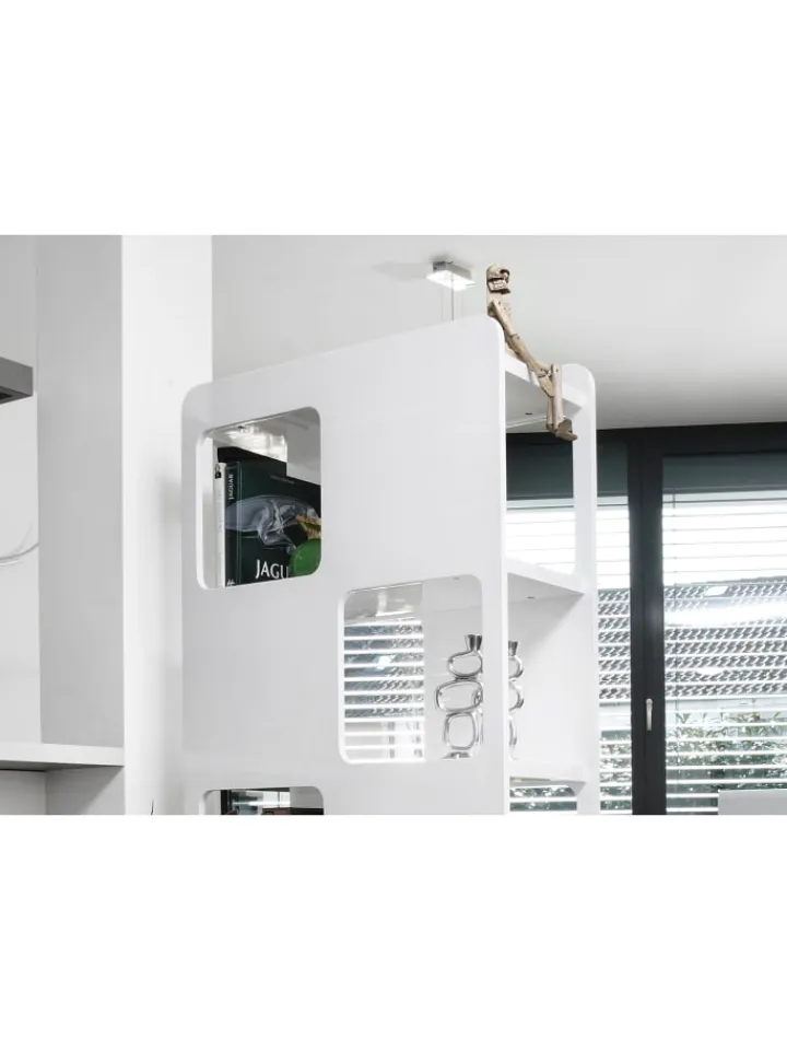 SalesFever Regale & Schränke<Raumteiler-Regal mit 4 Böden und 8 Fächer aus MDF Hochglanz in Weiß