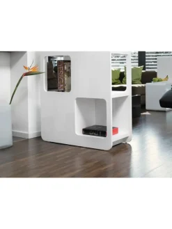 SalesFever Regale & Schränke<Raumteiler-Regal mit 4 Böden und 8 Fächer aus MDF Hochglanz in Weiß