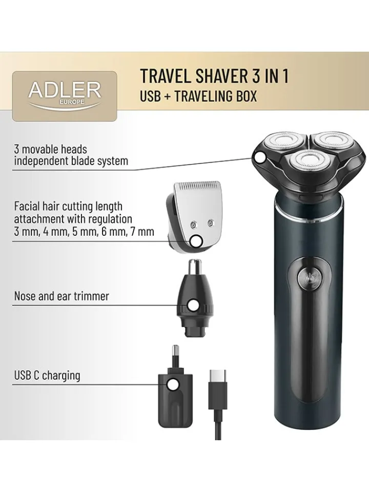 Adler Europe Pflege & Gesundheit<Reiserasierer "ADEG 2940" in Schwarz