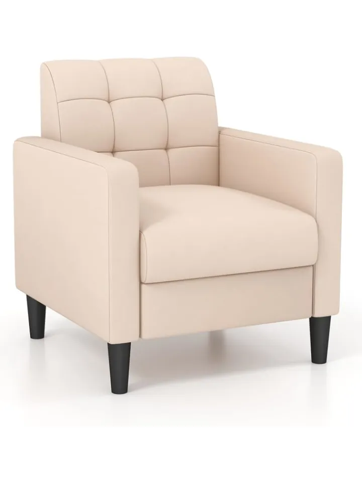 COSTWAY Sitzmöbel<Relaxsessel aus Samt in Beige