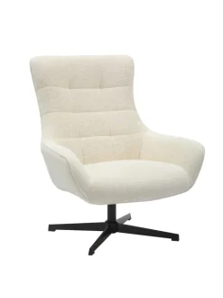 SalesFever Sitzmöbel<Relaxsessel drehbar mit schwarzem Metallgestell und Chenille-Stoff in Beige