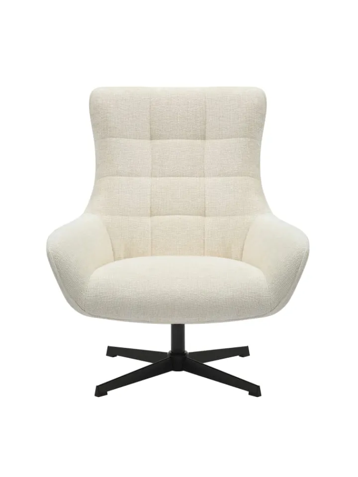 SalesFever Sitzmöbel<Relaxsessel drehbar mit schwarzem Metallgestell und Chenille-Stoff in Beige