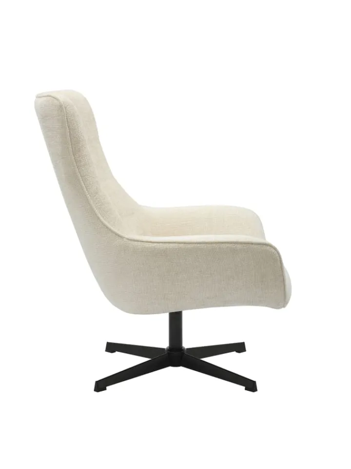 SalesFever Sitzmöbel<Relaxsessel drehbar mit schwarzem Metallgestell und Chenille-Stoff in Beige
