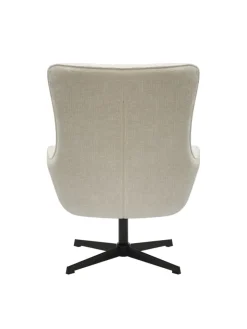 SalesFever Sitzmöbel<Relaxsessel drehbar mit schwarzem Metallgestell und Chenille-Stoff in Beige