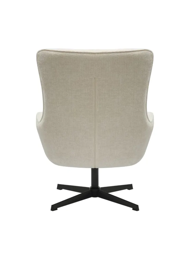 SalesFever Sitzmöbel<Relaxsessel drehbar mit schwarzem Metallgestell und Chenille-Stoff in Beige