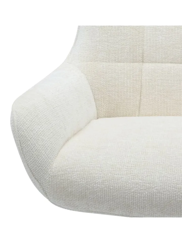SalesFever Sitzmöbel<Relaxsessel drehbar mit schwarzem Metallgestell und Chenille-Stoff in Beige