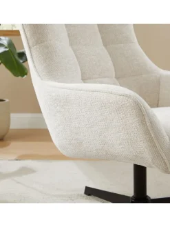 SalesFever Sitzmöbel<Relaxsessel drehbar mit schwarzem Metallgestell und Chenille-Stoff in Beige