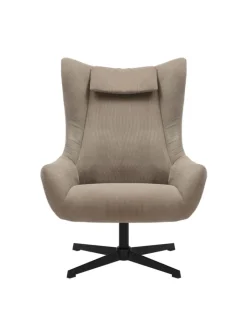 SalesFever Möbel-Sets<Relaxsessel und Hocker mit Drehfunktion Metallgestell und Cord-Optik in Braun