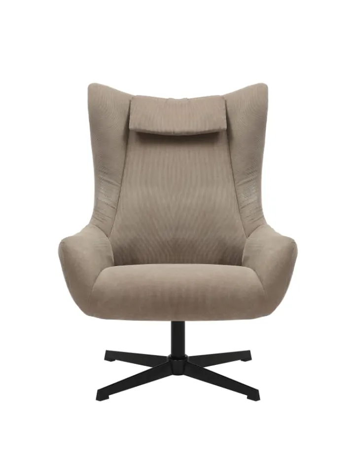 SalesFever Möbel-Sets<Relaxsessel und Hocker mit Drehfunktion Metallgestell und Cord-Optik in Braun