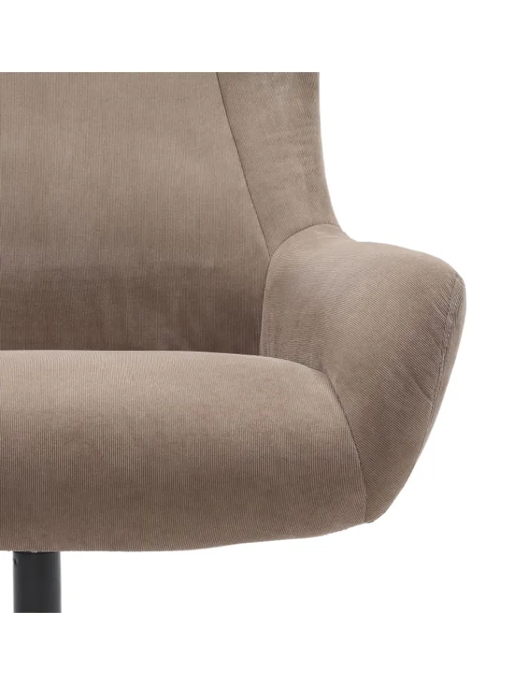 SalesFever Möbel-Sets<Relaxsessel und Hocker mit Drehfunktion Metallgestell und Cord-Optik in Braun