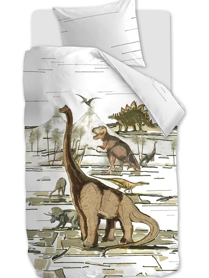 Hanneke de Jager Kindermöbel<Renforcé-Bettwäsche-Set "Dinosaurs" in Weiß/ Beige