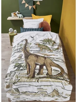 Hanneke de Jager Kindermöbel<Renforcé-Bettwäsche-Set "Dinosaurs" in Weiß/ Beige