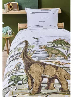 Hanneke de Jager Kindermöbel<Renforcé-Bettwäsche-Set "Dinosaurs" in Weiß/ Beige
