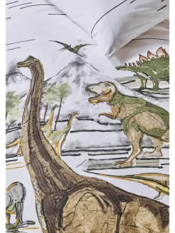 Hanneke de Jager Kindermöbel<Renforcé-Bettwäsche-Set "Dinosaurs" in Weiß/ Beige