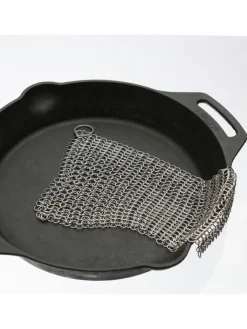 YOUCAMP Grillen<Ringreiniger für Gusseisen Feuertöpfe Netzreiniger 20x20cm in silber