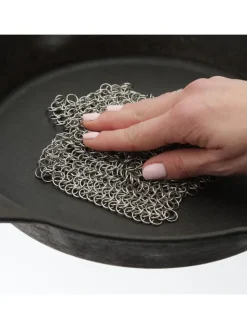 YOUCAMP Grillen<Ringreiniger für Gusseisen Feuertöpfe Netzreiniger 20x20cm in silber