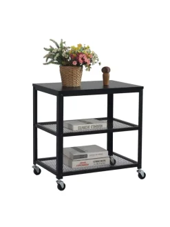 relaxdays Tische<Rollwagen in Schwarz - (B)60 x (H)61 x (T)40 cm
