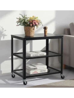 relaxdays Tische<Rollwagen in Schwarz - (B)60 x (H)61 x (T)40 cm